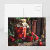 Zelfgemaakte aardbeienjam briefkaart (Voorkant / Achterkant)