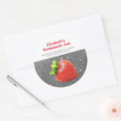 Zelfgemaakte Aardbeienjam Custom Glans Zilver Rood Ronde Sticker (Envelop)