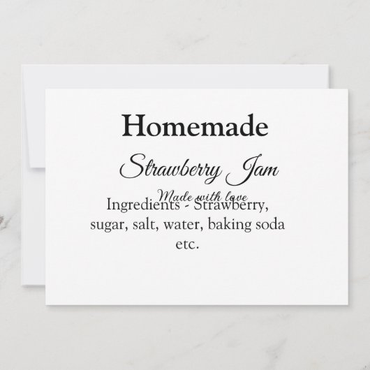 Zelfgemaakte aardbeienjam gemaakt met liefde en te kaart (Achterkant)