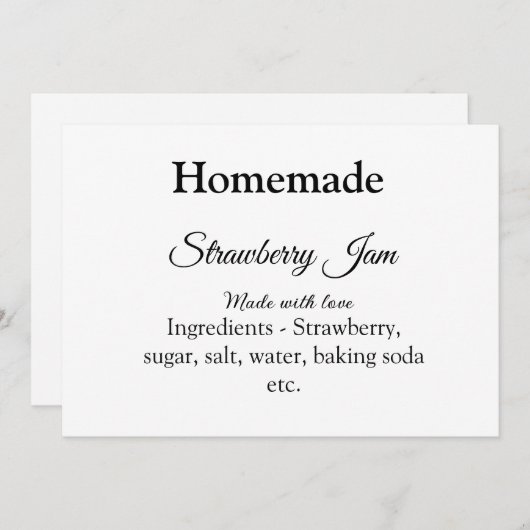 Zelfgemaakte aardbeienjam gemaakt met liefde en te kaart (Voorkant / Achterkant)