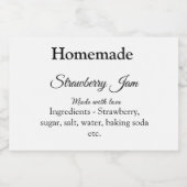 Zelfgemaakte aardbeienjam gemaakt met liefde voeg voedselcontainer etiket (Enkel label)