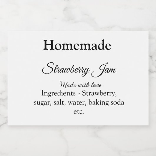 Zelfgemaakte aardbeienjam gemaakt met liefde voeg voedselcontainer etiket (Enkel label)