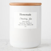 Zelfgemaakte aardbeienjam gemaakt met liefde voeg voedselcontainer etiket (Voorkant)