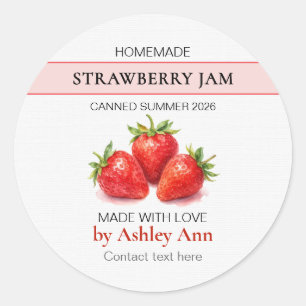 Zelfgemaakte Aardbeienjam Inblikken Stickers