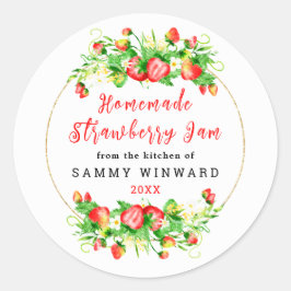 Zelfgemaakte Aardbeienjam Inmaaklabel Ronde Sticker
