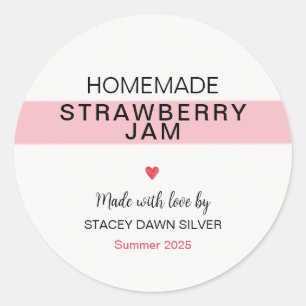 Zelfgemaakte Aardbeienjam Inmaaksticker Ronde Sticker