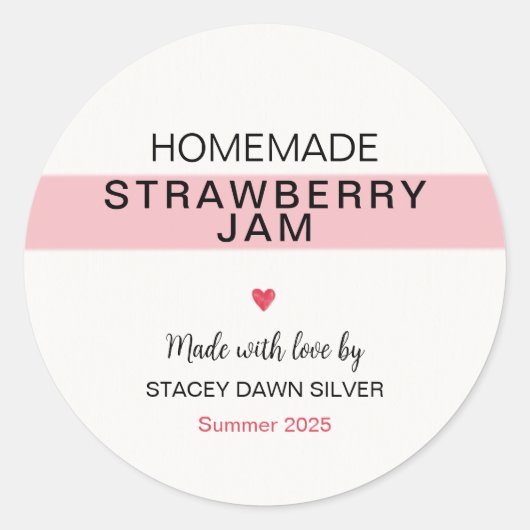 Zelfgemaakte Aardbeienjam Inmaaksticker Ronde Sticker (Voorkant)