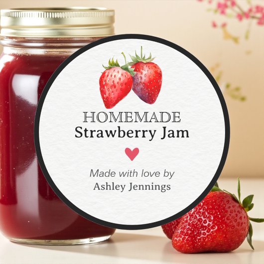 Zelfgemaakte Aardbeienjam Label | Aangepaste Stick