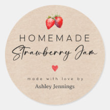 Zelfgemaakte Aardbeienjam Label Canning Stickers