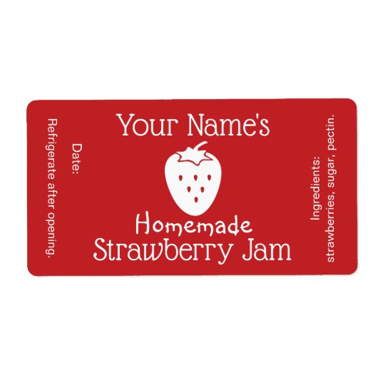 Zelfgemaakte aardbeienjam Label gepersonaliseerd o (Voorkant)