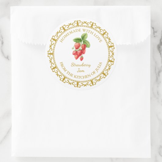  zelfgemaakte aardbeienjam label l wit (Tas)