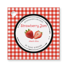 Zelfgemaakte Aardbeienjam Label Met Ingredienten