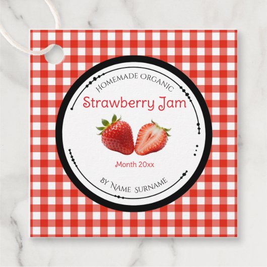 Zelfgemaakte Aardbeienjam Label Met Ingredienten (Voorkant)
