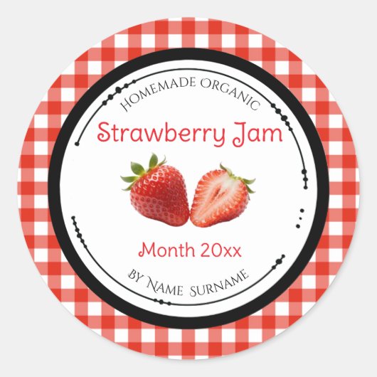 Zelfgemaakte Aardbeienjam Label Sticker (Voorkant)