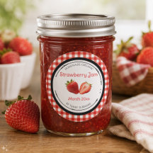 Zelfgemaakte Aardbeienjam Label Sticker