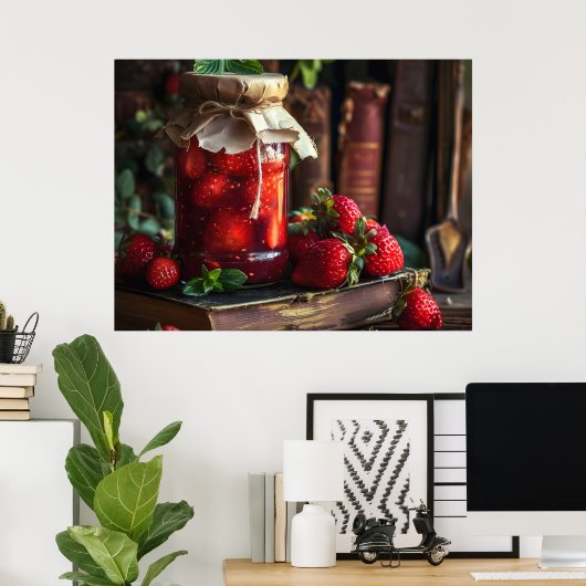 Zelfgemaakte aardbeienjam poster (Thuiskantoor)