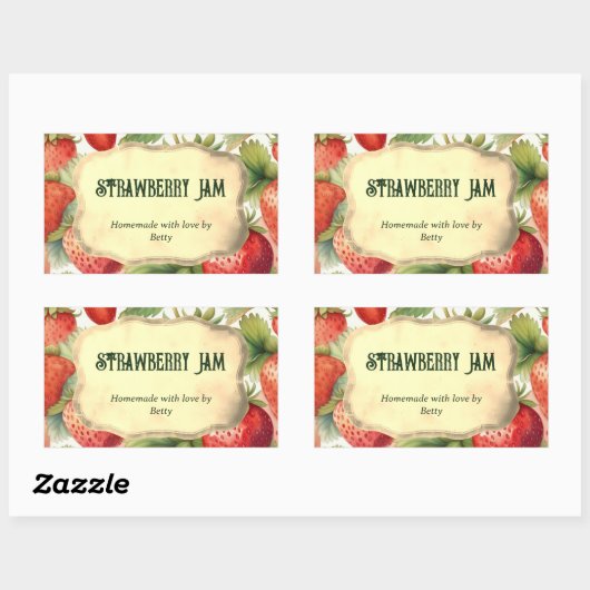 Zelfgemaakte Aardbeienjam Pot Etiket (Vel)