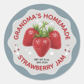 Zelfgemaakte Aardbeienjam Potlabels Ronde Sticker (Voorkant)