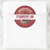 Zelfgemaakte Aardbeienjam Ronde Sticker (Tas)
