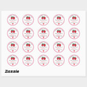 Zelfgemaakte aardbeienjam rustieke roze gingham ronde sticker (Vel)