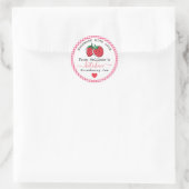 Zelfgemaakte aardbeienjam rustieke roze gingham ronde sticker (Tas)