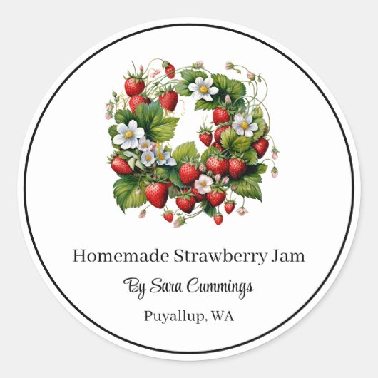 Zelfgemaakte Aardbeienjam Stickers (Voorkant)