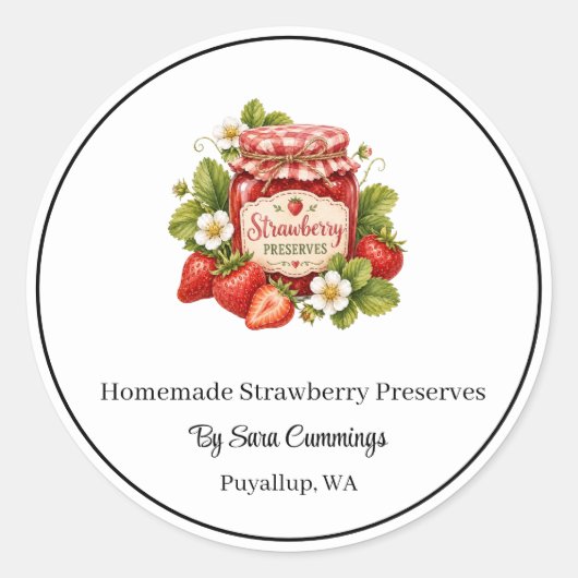 Zelfgemaakte Aardbeienjam Stickers (Voorkant)