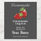 Zelfgemaakte aardbeienlikeur Jouw naam krijtkunst Wijn Etiket (Enkel label)