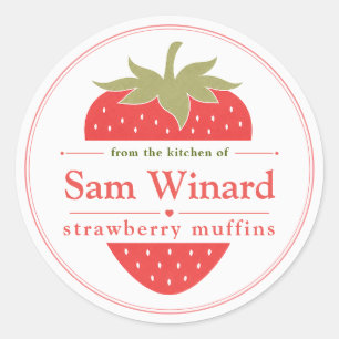 Zelfgemaakte Aardbeimuffins Keukenlabel Ronde Sticker