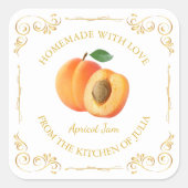  zelfgemaakte abrikoos Jam Square Label (Voorkant)