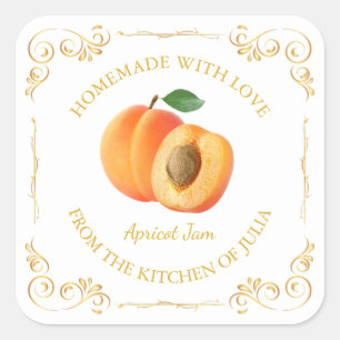  zelfgemaakte abrikoos Jam Square Label
