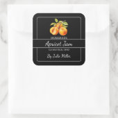 Zelfgemaakte Abrikoos Jam Square Label Zwart (Tas)