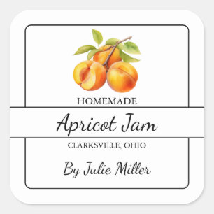 Zelfgemaakte Abrikozen Jam Square Label