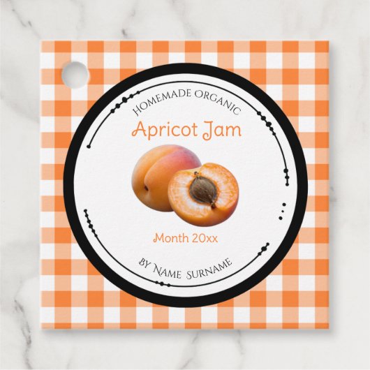 Zelfgemaakte Abrikozenjam Etiket Met Ingredienten (Voorkant)
