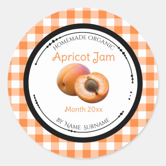 Zelfgemaakte Abrikozenjam Etiket Sticker (Voorkant)