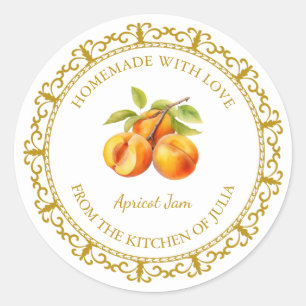 Zelfgemaakte Abrikozenjam Label l Wit