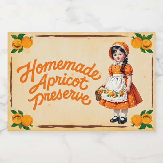 Zelfgemaakte Abrikozenjam - Vintage Voedselcontainer Etiket (Enkel label)