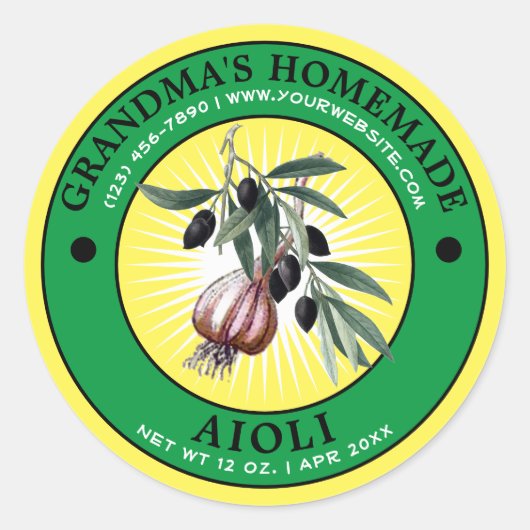  Zelfgemaakte Aioli Label Sjabloon (Voorkant)