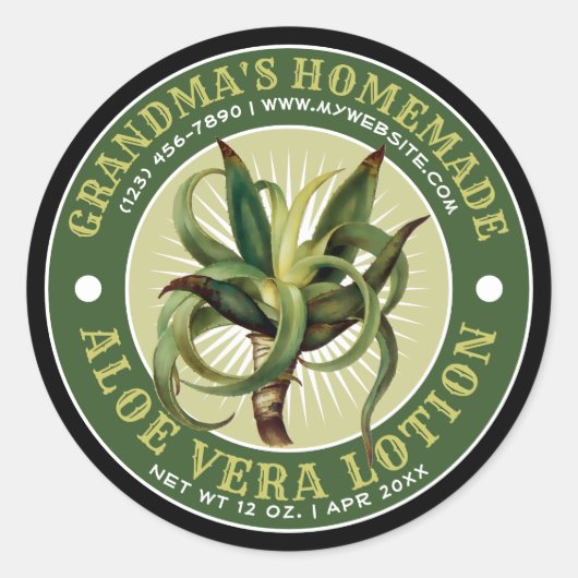  Zelfgemaakte Aloë Vera Lotion Sjabloon Ronde Sticker (Voorkant)