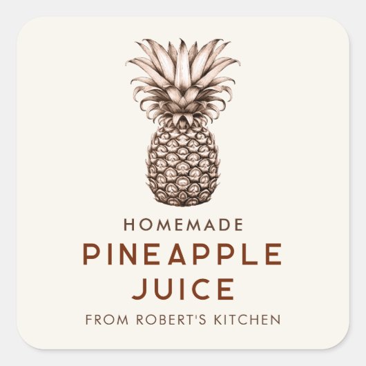 Zelfgemaakte anananassap inblikken pot labels (Voorkant)