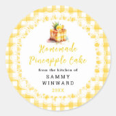 Zelfgemaakte ananas cake voedsellabel ronde sticker (Voorkant)