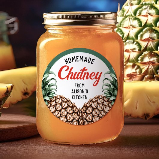 Zelfgemaakte Ananas Chutney Inmaakpot Etiketten