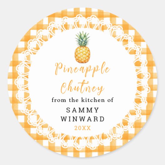 Zelfgemaakte Ananas Chutney Pot Etiket (Voorkant)