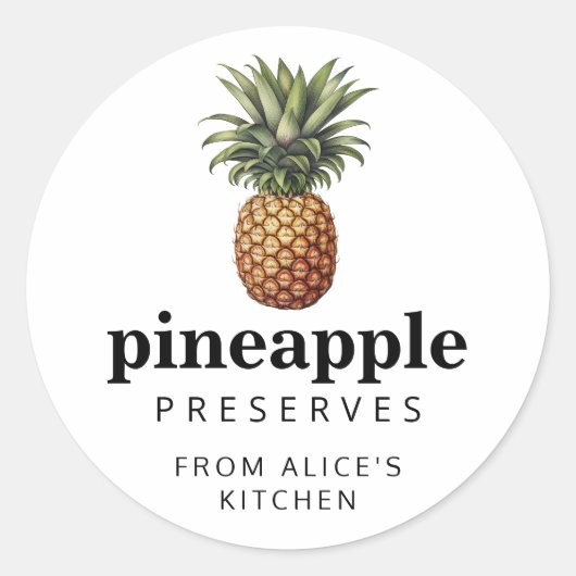 Zelfgemaakte ananas conserven label (Voorkant)