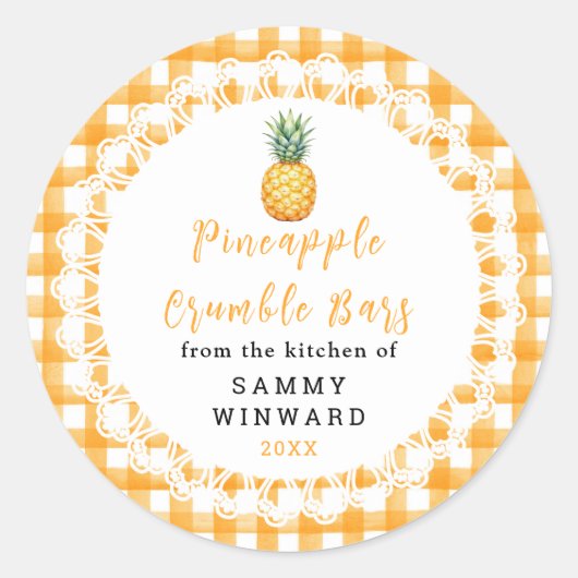 Zelfgemaakte Ananas Crumble Reep Label (Voorkant)