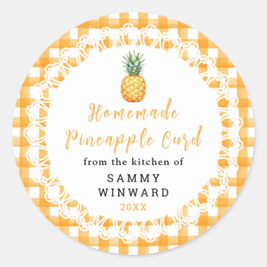 Zelfgemaakte Ananas Curd Pot Etiket (Voorkant)