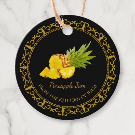 Zelfgemaakte Ananas Jam Hang Label l Zwart (Voorkant)
