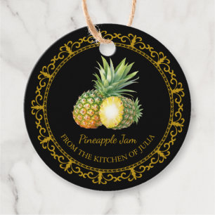 Zelfgemaakte Ananas Jam Hang Label l Zwart