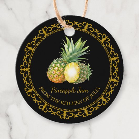 Zelfgemaakte Ananas Jam Hang Label l Zwart (Voorkant)
