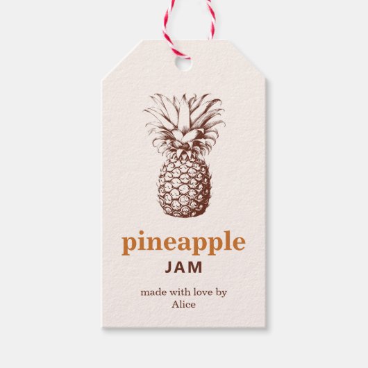 Zelfgemaakte ananas jam met aangepaste kleuren cadeaulabel (Voorkant)